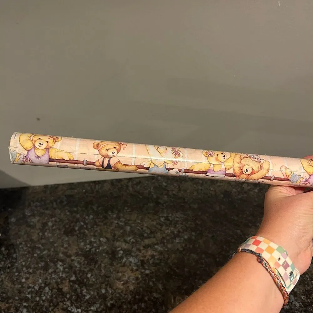Vintage Forget Me Not Teddy Bear Ballerina Birthday Wrapping Paper Sealed Roll